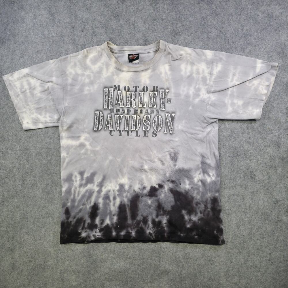 VTG Harley Davidson Motorcycles T Shirt Mens Large Tie Dye Flames Graphic Biker - Picture 6 of 16
